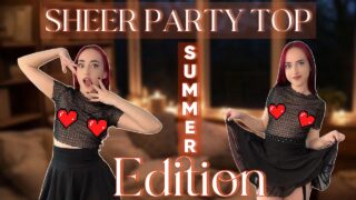 Summer Sparkle Sheer Top Fit Check with Nicola Price 0:19 mild blur while changing then sheer nips at 0:30 to end