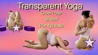 Yoga in Transparent Sheer Pantyhose 4K – 0:37, 0:53, little nip slip at 2:01 Amor Boudoir