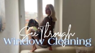 4K See Through Window Clean | Anna Delos no bra or panties 0:00 front, 0:17 back, 1:22 front again