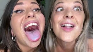 HOT TONGUE SLOPPY KISS & LICK | FAKE CUM SWAPPING