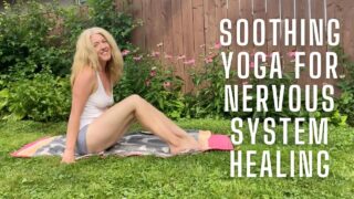 Backyard Yoga Flow with ASMR Birdsong | Heather Wild sheer shirt nips visible whole video 0:00 4:10 5:25 9:10 Gentle Movement + Self-Touch for Nervous System Healing