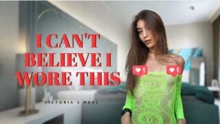 [4K] MY MOST DARING FISHNET TRANSPARENT TRY-ON Victoria Shine nips visible at 1:09