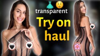 [4K] Carla Very Sheer body stocking. No bra or panties at 0:39 to end