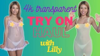 [4K] Transparent Try On Haul 2025 | Boudoir Sheer Lingerie & Tight Yellow Dress 💛 – Topless blured 0:57
