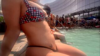 Dancing around at the pool party