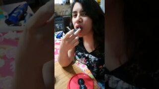 Guy cum on oreo and girl eats it