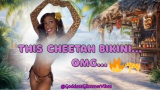 Goddess Glimmer two tiny cheetah bikinis with some side nip at 0:40, 0:47, 0:55, 1:45, It’s mostly her piercing you see but there’s a little areola now and then. lots of booty and underboob