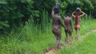 Topless Africa woman in a village start 0:17 / love the redd colored one starting 8:31