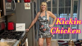 Becki-licious cooks Kickin Chicken in nothing but an apron – side boob throughout, some booty at 3:41 no nudity but fun