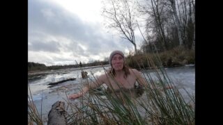 a bath in the middle of the cold at 1:50 and 2:21