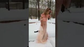 Bathing in snow #beauty #model #snow #overcoming