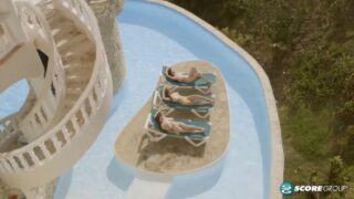 1:20~ Three Sleeping Beauties Chilling in Swimming Pool