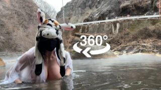 No panties, no bra, wet and see-through 360-degree VR at 6:45