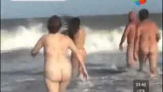Female reporter strips + skinny dips for nudist colony