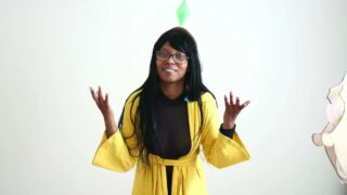 Uirigame see thru Yellow robe and body suit. Nips while video 0:00