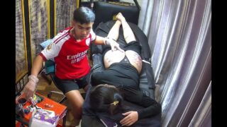 Girl getting a tattoo on her big ass